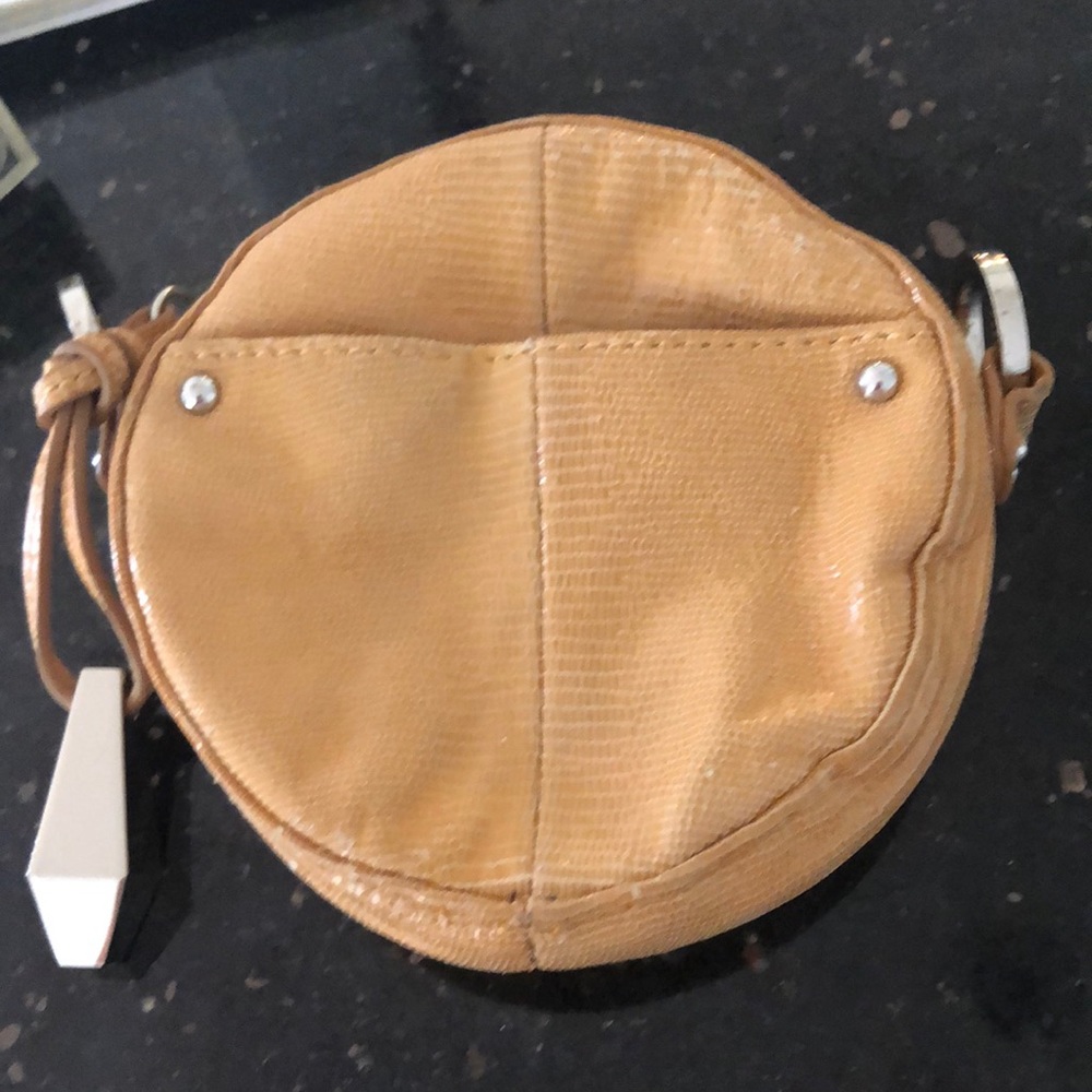 VTG Chic Junior Drake Round Shape Crossbody Mini Bag. Camel color.